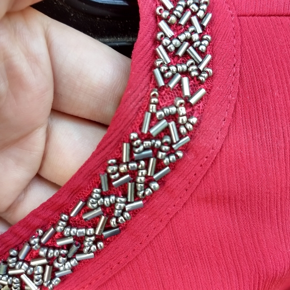 Red/Burgundy Maurice's Beaded Blouse/Top - Picture 6 of 6